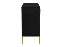 Aparador moderno de 4 puertas en negro y dorado – MDF, patas de metal, para salón y comedor