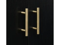 Aparador moderno de 4 puertas en negro y dorado – MDF, patas de metal, para salón y comedor