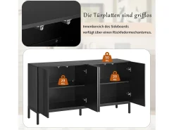 Aparador moderno de una sola línea, 4 puertas sin tiradores, para comedor, salón y cocina (145x41,5x80 cm)