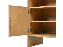 Aparador moderno 105x40x76cm - con 2 puertas y 3 cajones - con compartimentos abiertos - tablero de partículas - Natural