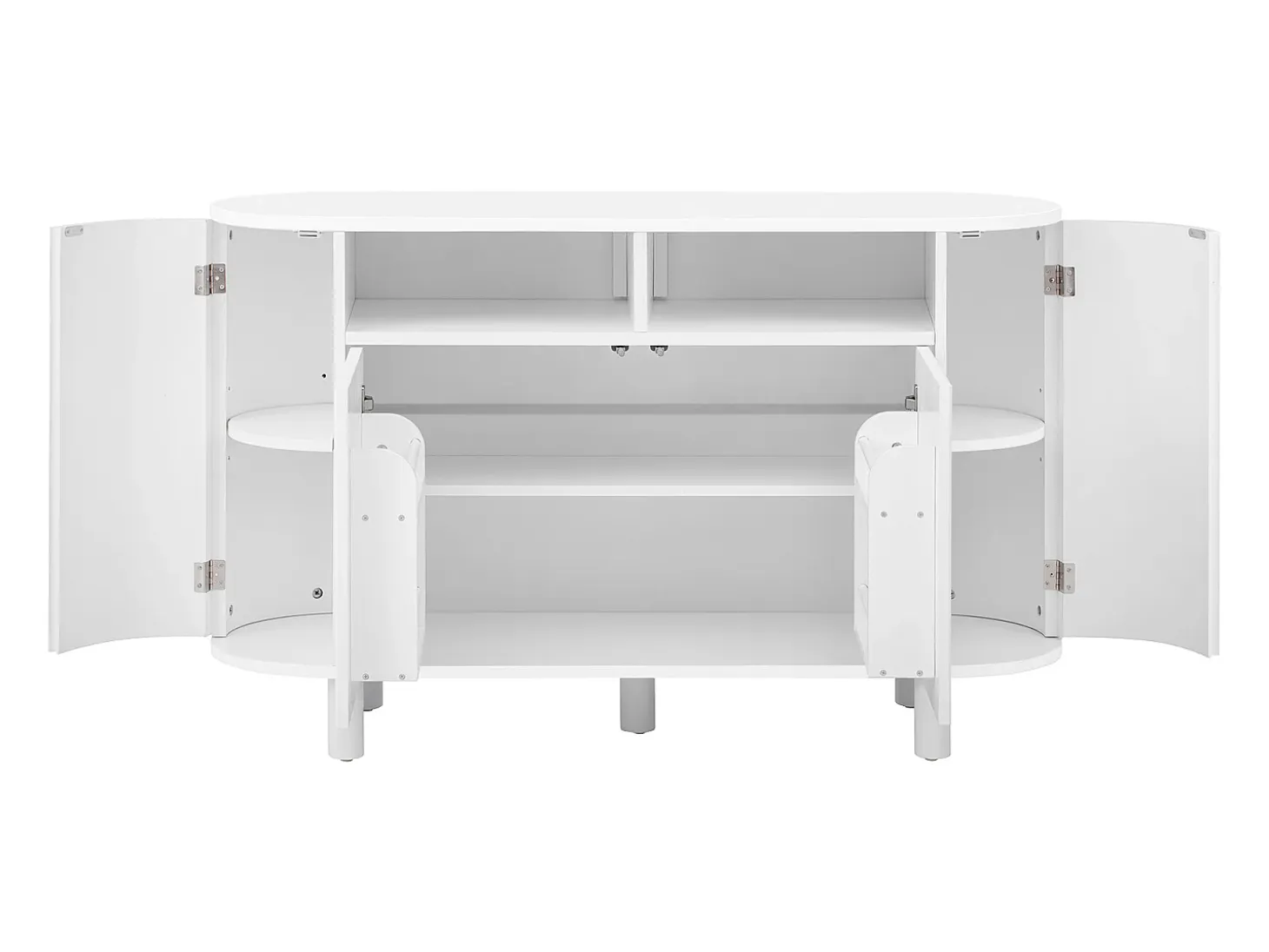 Aparador moderno 120x38x77cm - con 4 puertas - con patas de mueble ajustables - Blanco