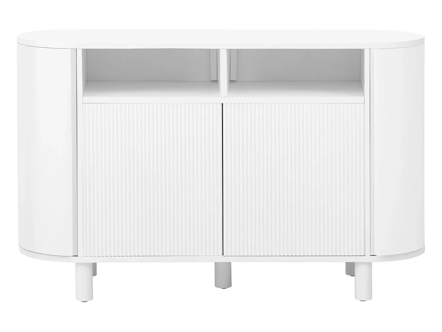 Aparador moderno 120x38x77cm - con 4 puertas - con patas de mueble ajustables - Blanco