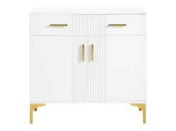 Aparador moderno 80x35x79,5cm - con 2 cajones y 2 puertas - patas de metal - MDF - blanco
