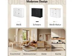 Aparador moderno y elegante - 107 x 40 x 83,4 cm - con 3 puertas + 1 cajón - para comedor y salón - MDF - negro