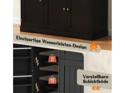 Aparador moderno y elegante - 107 x 40 x 83,4 cm - con 3 puertas + 1 cajón - para comedor y salón - MDF - negro