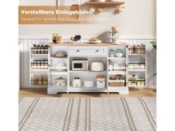 Aparador multifuncional - Aparador con cajón, puertas con estantes regulables, diseño moderno con protección antivuelco (138x47x80 cm)