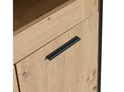 Aparador multifuncional 110x38x111 cm estante de cristal con LED y 8 portabotellas - Natural