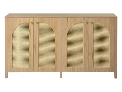 Aparador Natural - Aparador con 4 puertas de ratán y tiradores de metal - para comedor y salón
