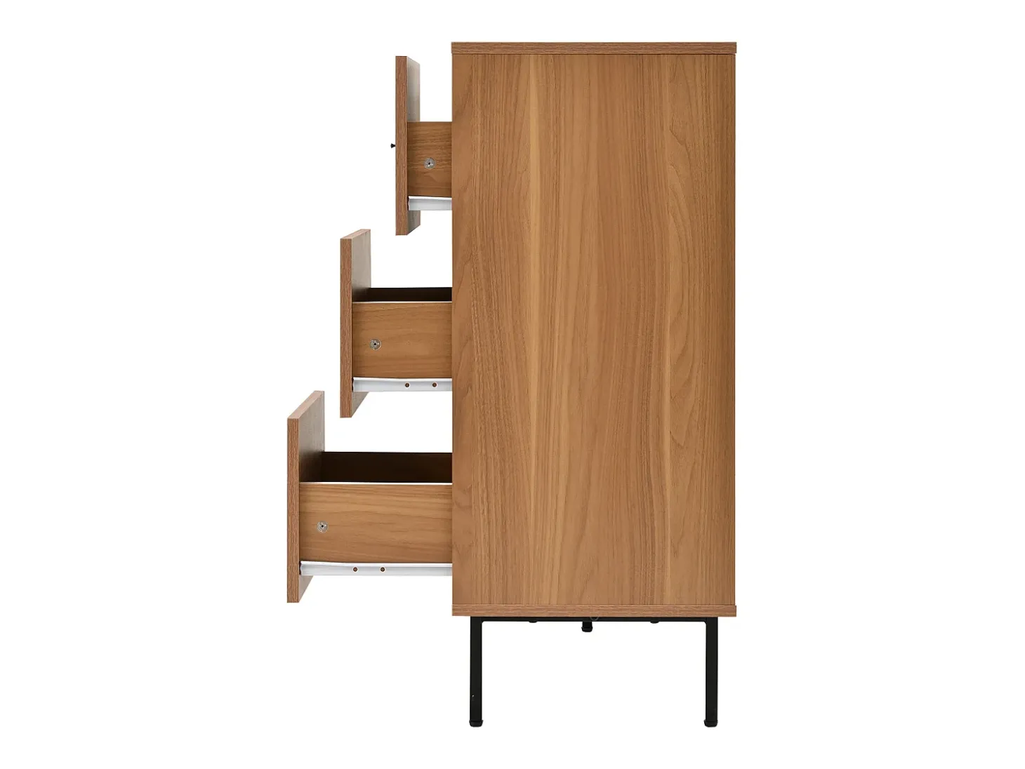 Aparador natural con 2 puertas correderas y 3 cajones, estantes regulables 140x37x91 cm