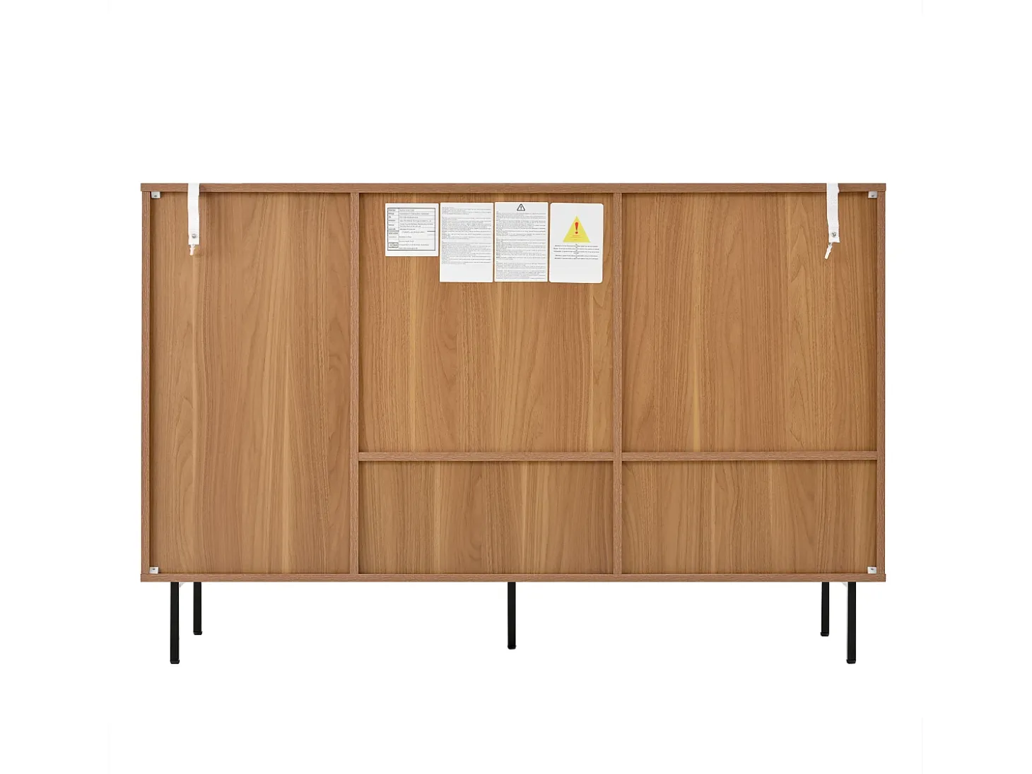 Aparador natural con 2 puertas correderas y 3 cajones, estantes regulables 140x37x91 cm