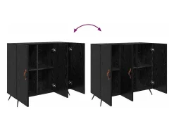 Aparador negro 90 x 34 x 80 cm Madera de ingeniería