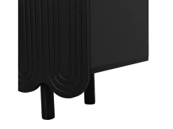 Aparador negro con 4 puertas texturizadas y patas cilíndricas - para salón y comedor