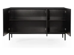 Aparador negro de 3 puertas con pie de metal negro 150x45 cm