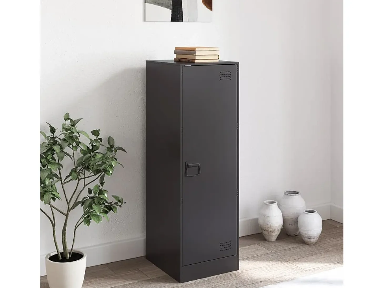 Aparador negro 34,5x39x107 cm acero