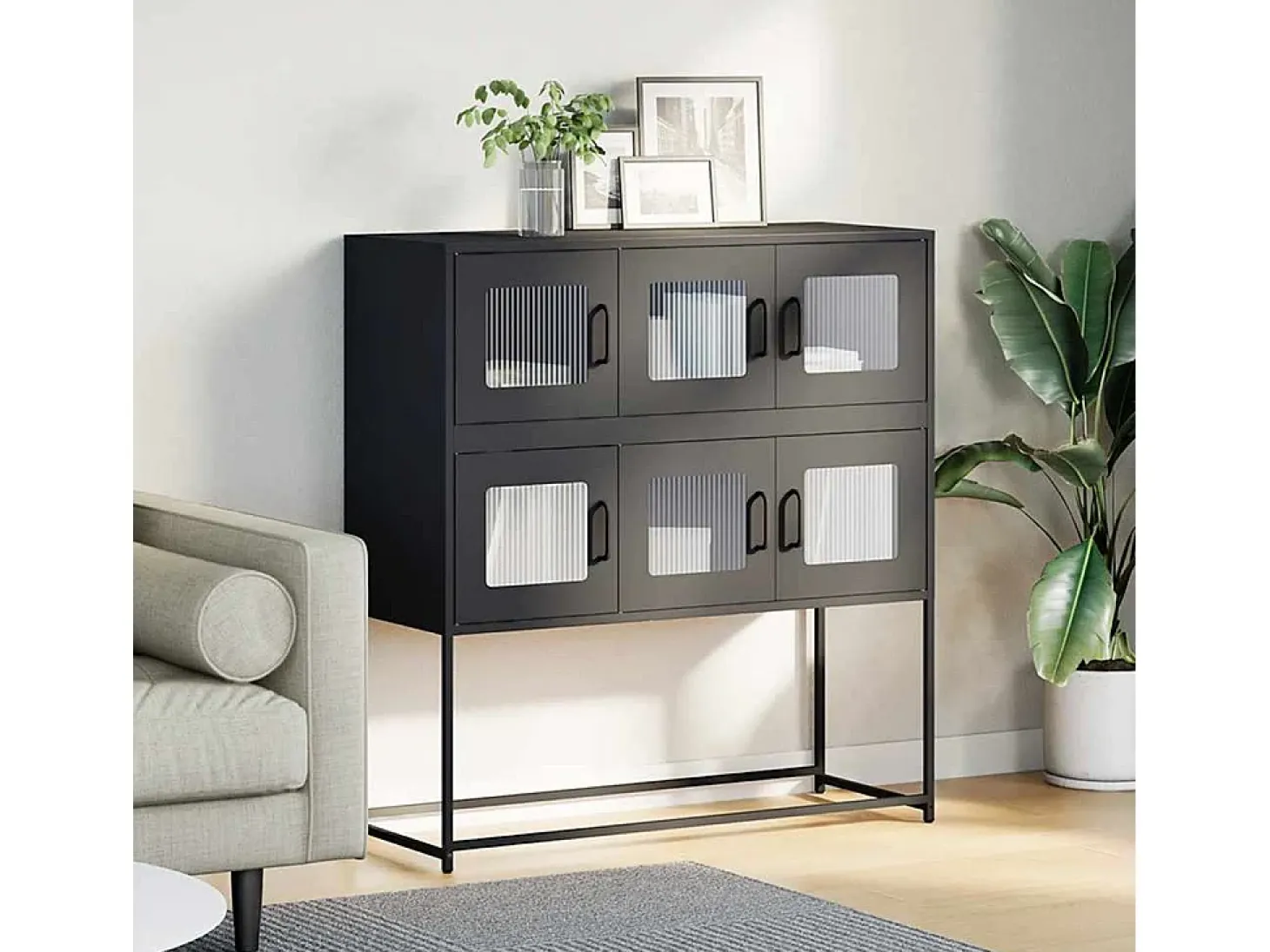 Aparador negro 100,5x39x107 cm acero laminado en frío
