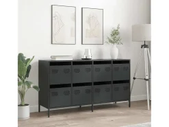 Aparador negro 135x39x73,5 cm acero laminado en frío