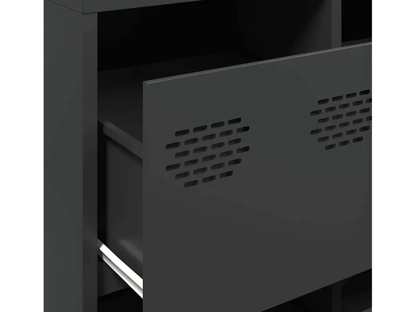 Aparador negro 135x39x73,5 cm acero laminado en frío