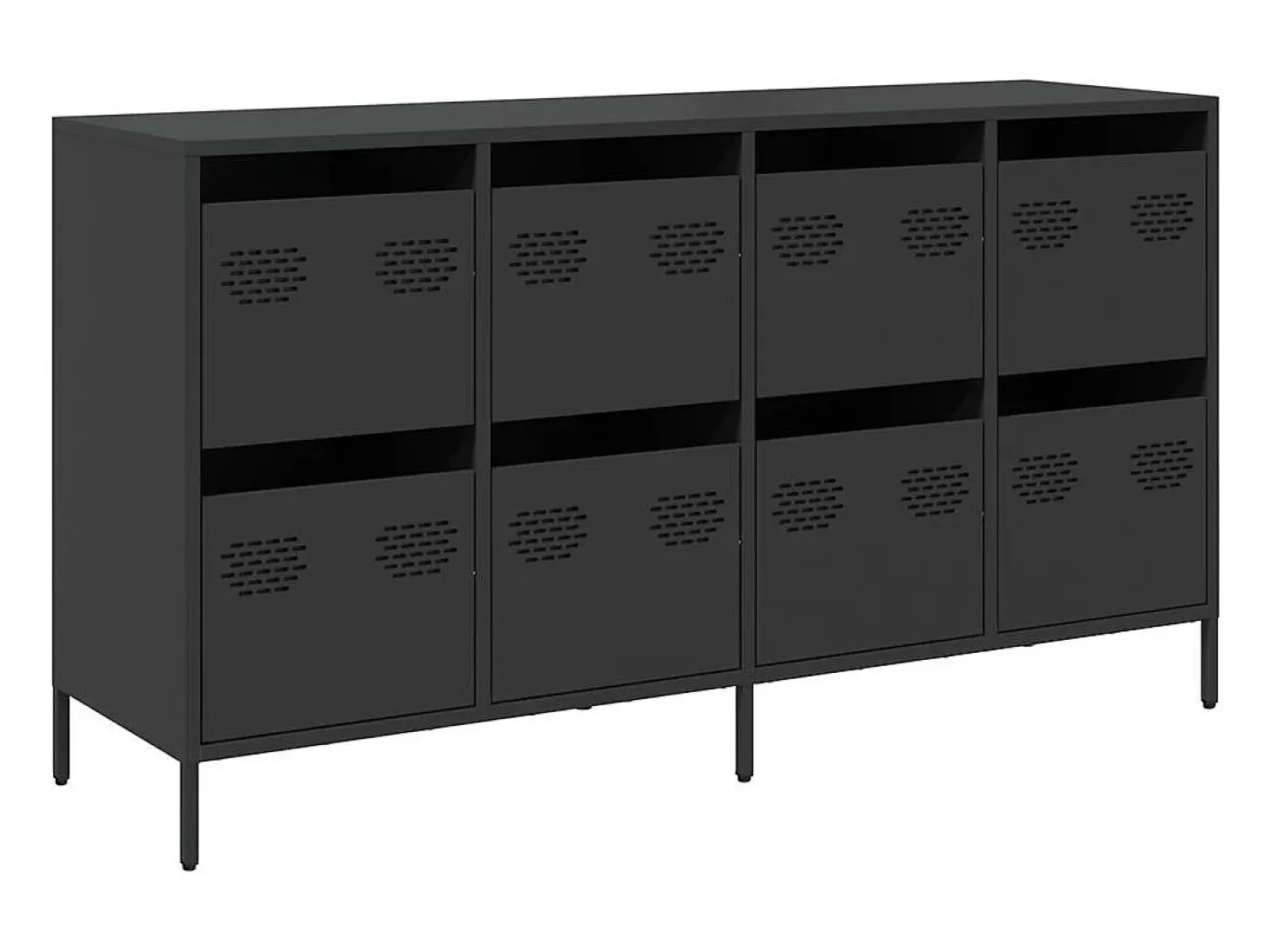 Aparador negro 135x39x73,5 cm acero laminado en frío
