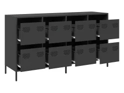 Aparador negro 135x39x73,5 cm acero laminado en frío