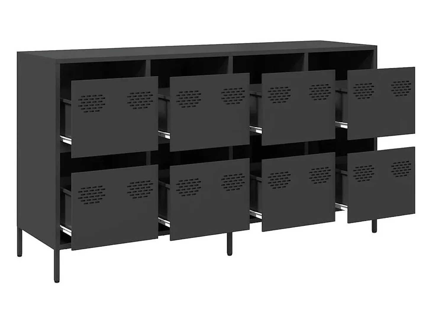 Aparador negro 135x39x73,5 cm acero laminado en frío