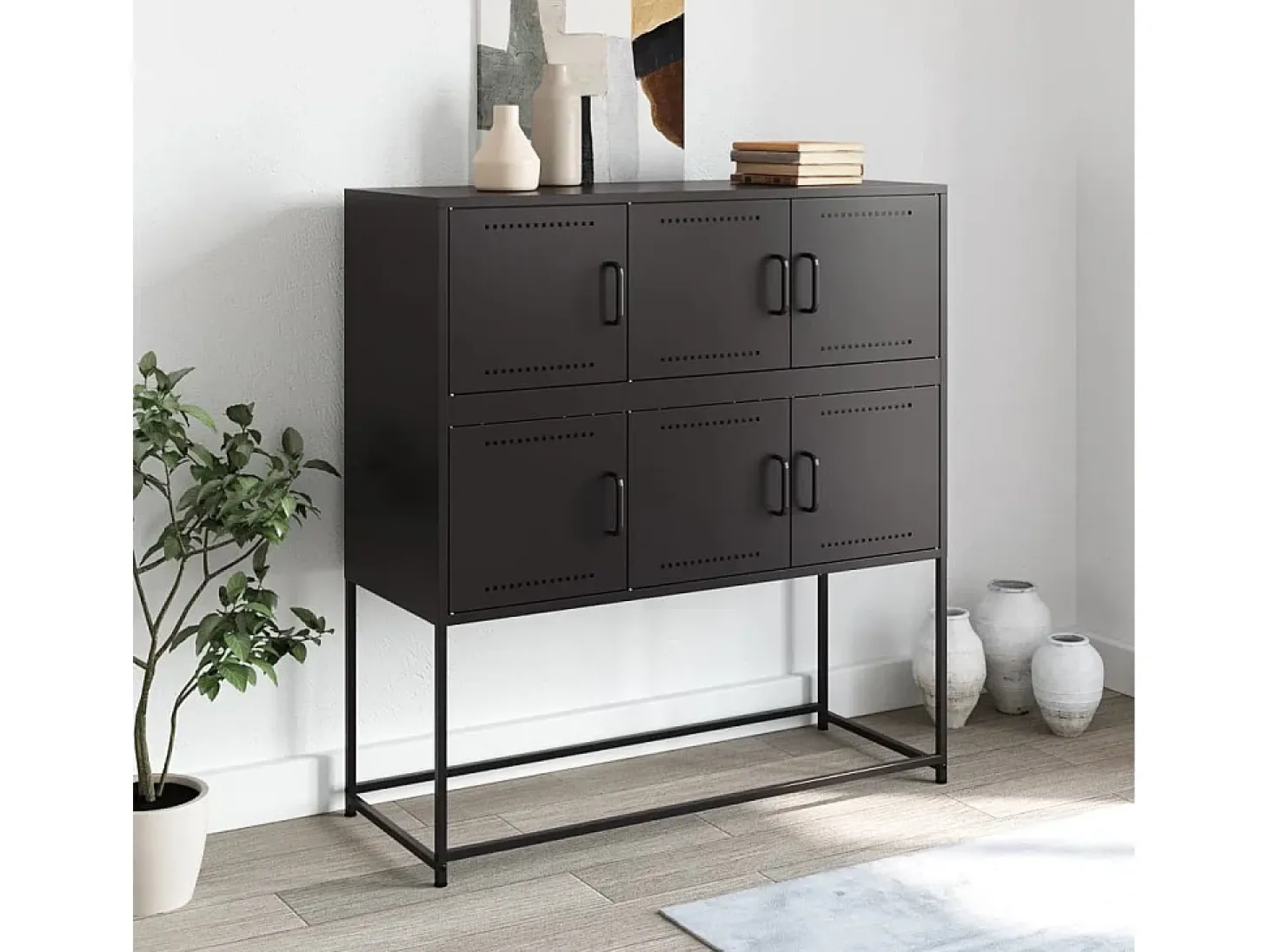 Aparador negro 100,5x39x107 cm acero