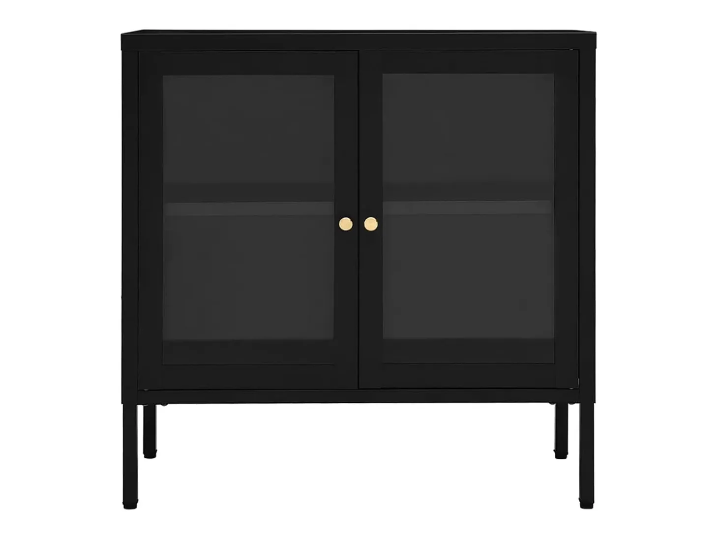 Aparador Negro 70x35x70 cm Acero y cristal