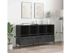 Aparador negro 135x39x73,5 cm acero laminado en frío