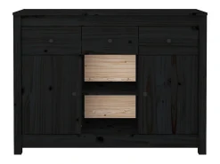 Aparador Negro 100x35x74,5 cm Madera Maciza de Pino