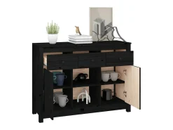 Aparador Negro 100x35x74,5 cm Madera Maciza de Pino
