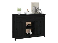 Aparador Negro 100x35x74,5 cm Madera Maciza de Pino