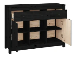 Aparador Negro 100x35x74,5 cm Madera Maciza de Pino