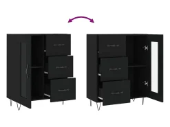 Aparador negro 69,5x34x90 cm madera de ingeniería