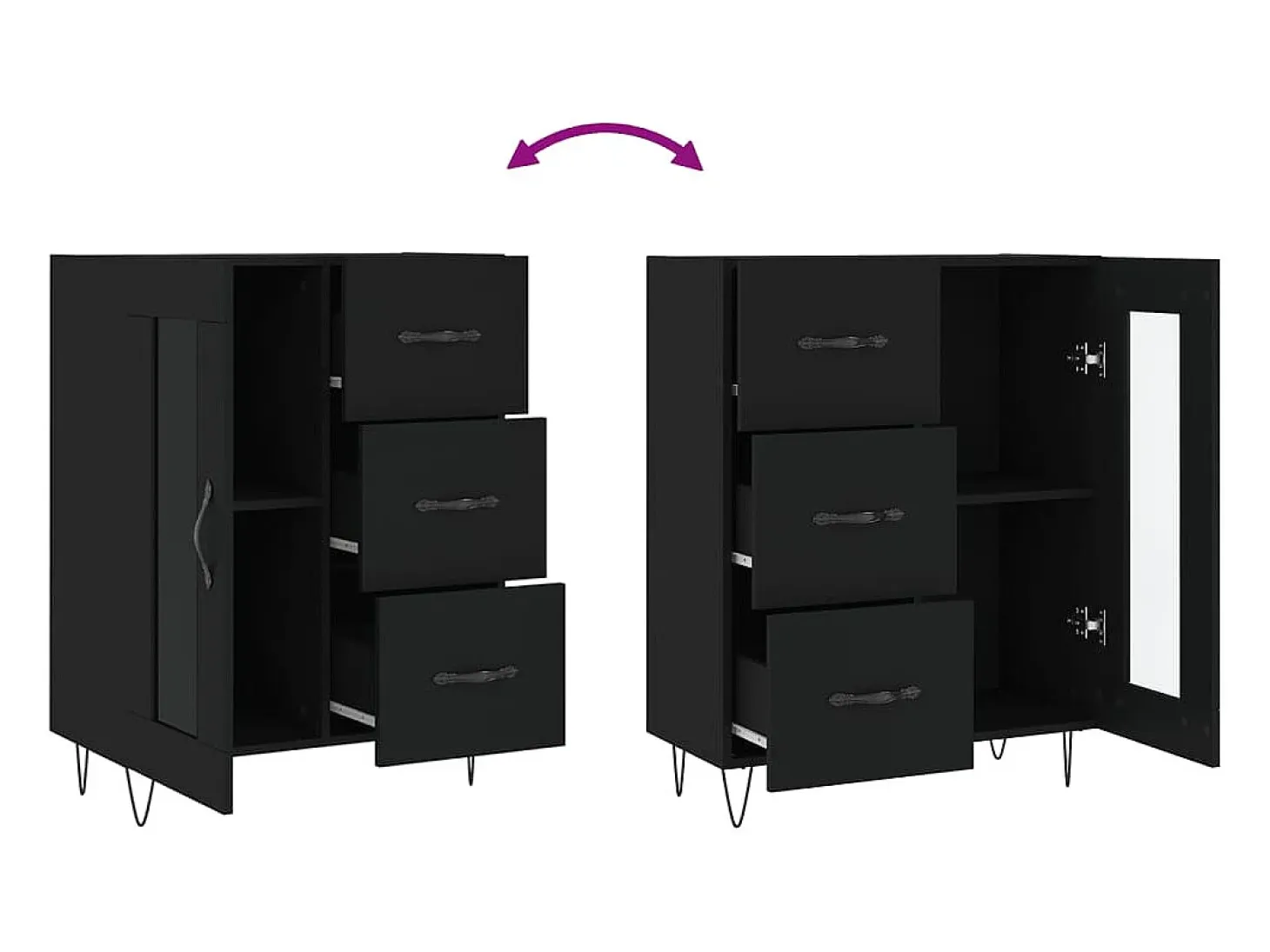 Aparador negro 69,5x34x90 cm madera de ingeniería