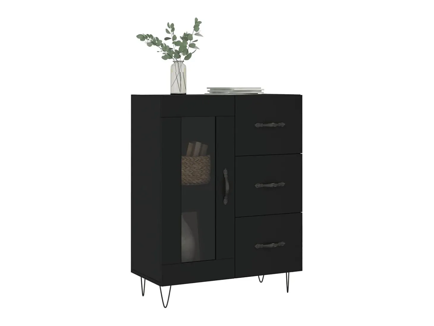 Aparador negro 69,5x34x90 cm madera de ingeniería