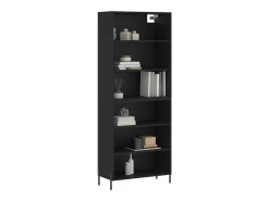 Aparador negro 69,5x32,5x180 cm madera de ingeniería