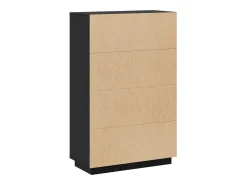 Aparador Negro 74x35x117 cm Madera Maciza de Pino