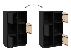 Aparador Negro 74x35x117 cm Madera Maciza de Pino