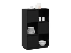 Aparador Negro 74x35x117 cm Madera Maciza de Pino