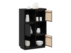 Aparador Negro 74x35x117 cm Madera Maciza de Pino