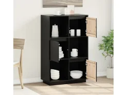 Aparador Negro 74x35x117 cm Madera Maciza de Pino