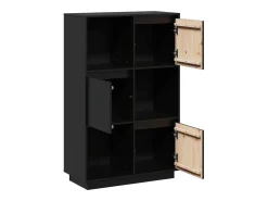 Aparador Negro 74x35x117 cm Madera Maciza de Pino