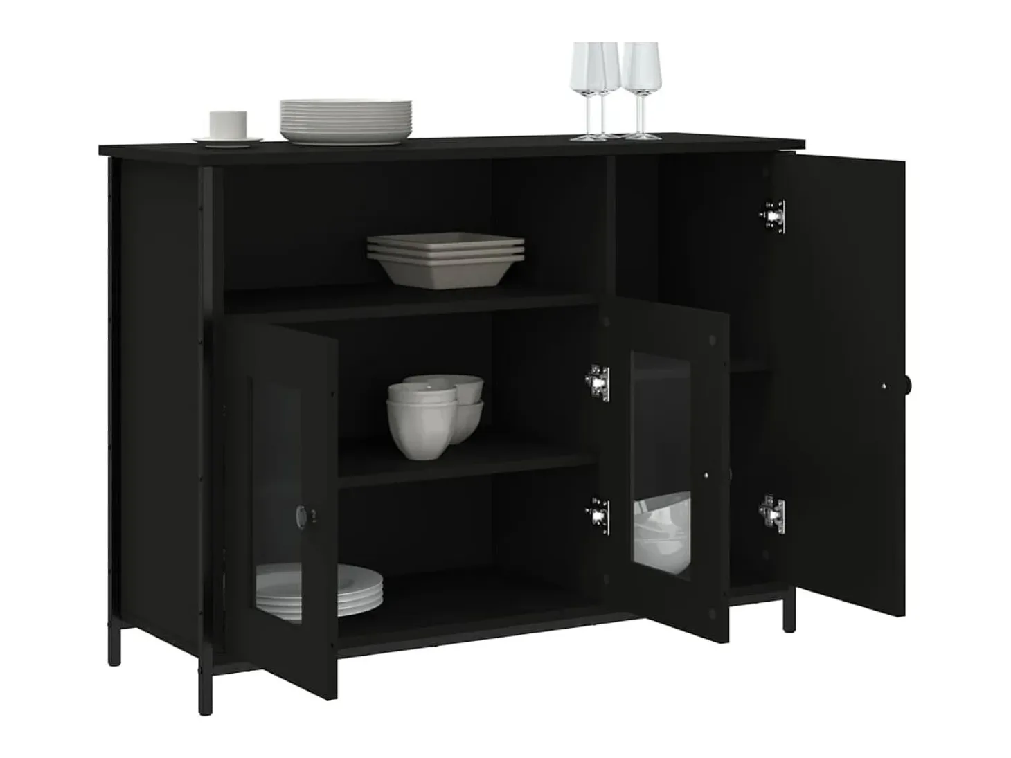 Aparador negro 100x35x75 cm madera de ingeniería