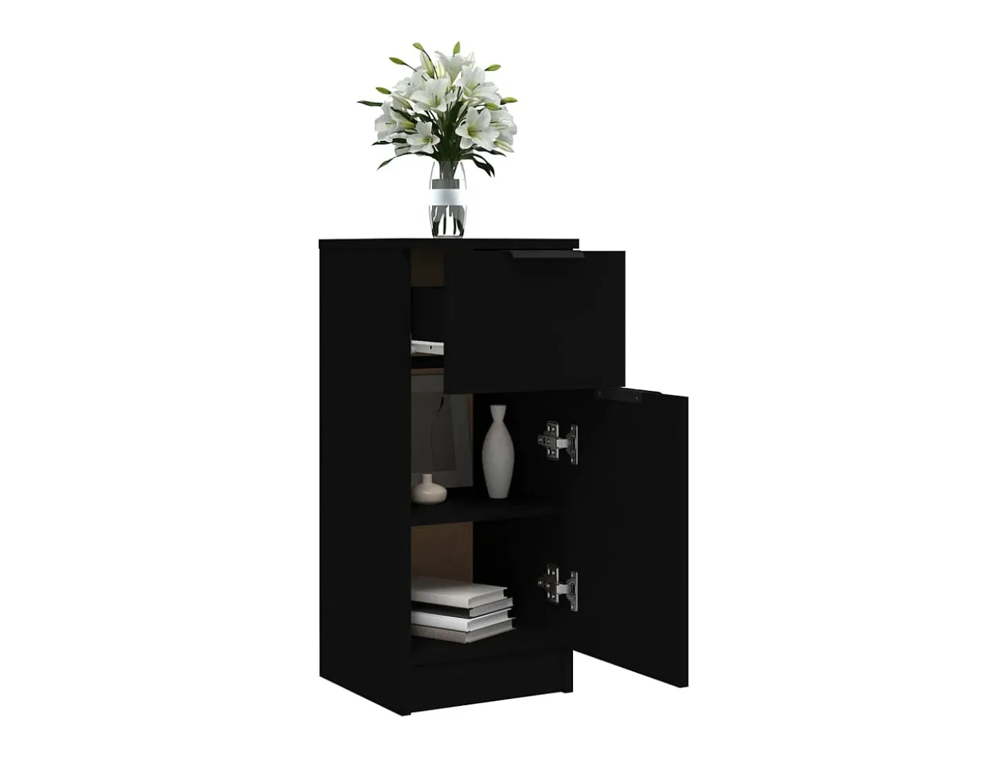 Aparador negro 30x30x70 cm madera contrachapada