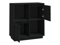 Aparador negro 74x35x80 cm madera maciza de pino