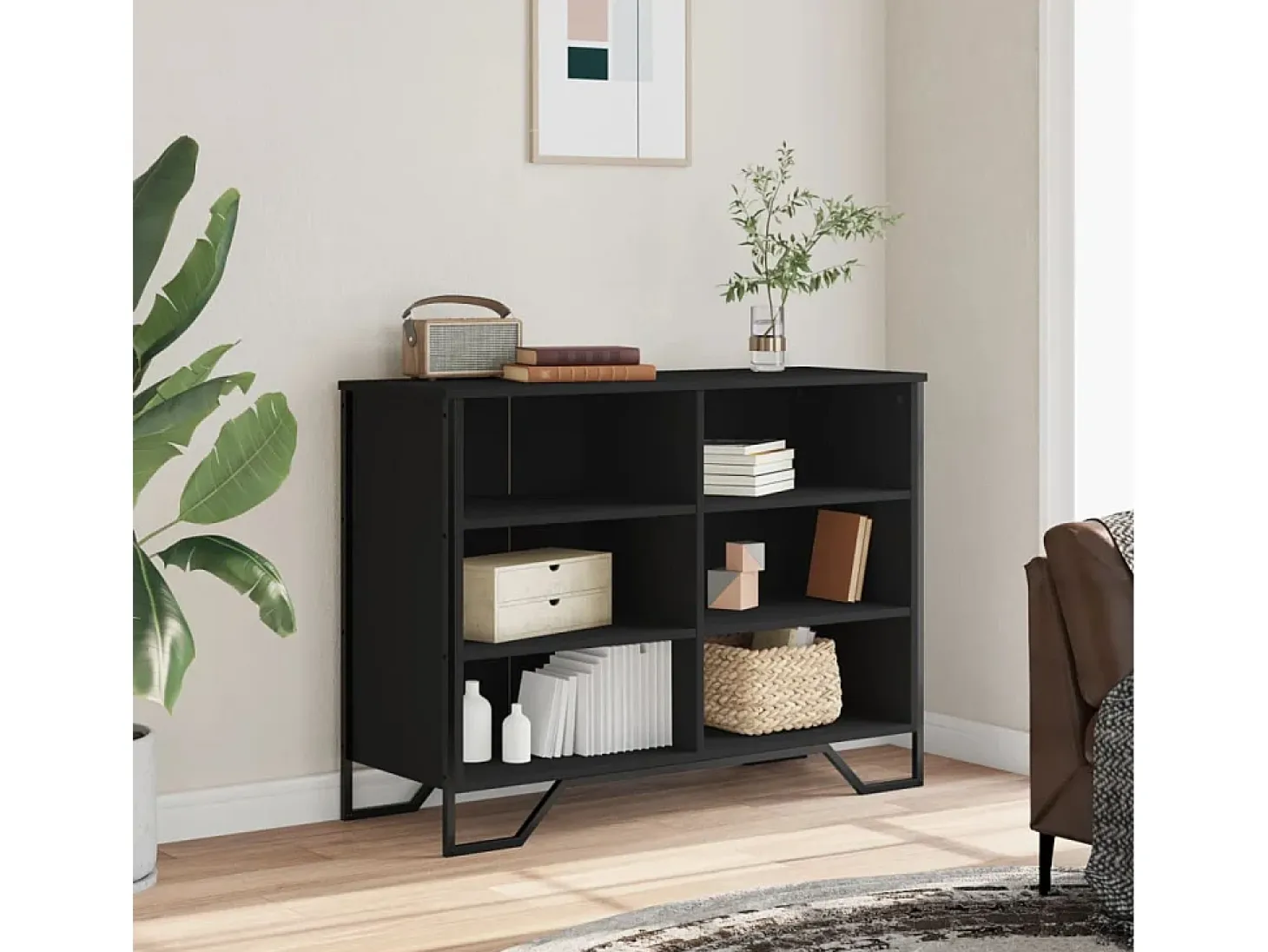 Aparador negro 101x35,5x74,5 cm madera de ingeniería