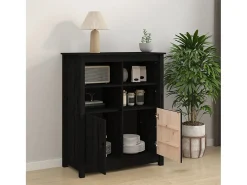 Aparador Negro 83x41,5x100 cm Madera Maciza de Pino