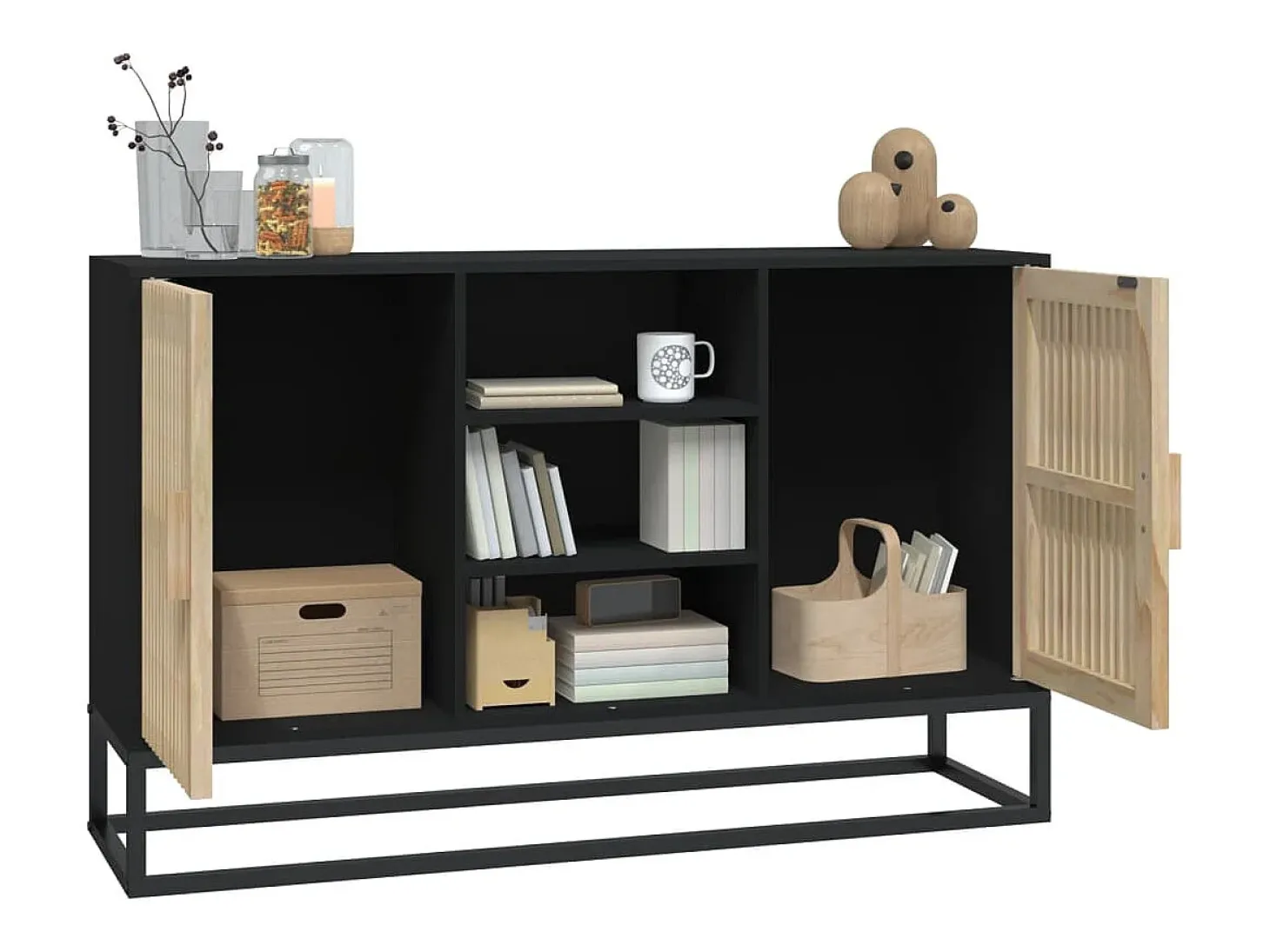 Aparador negro 105x30x65 cm madera de ingeniería