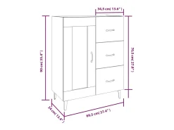 Aparador negro 69,5x34x90 cm Madera de ingeniería