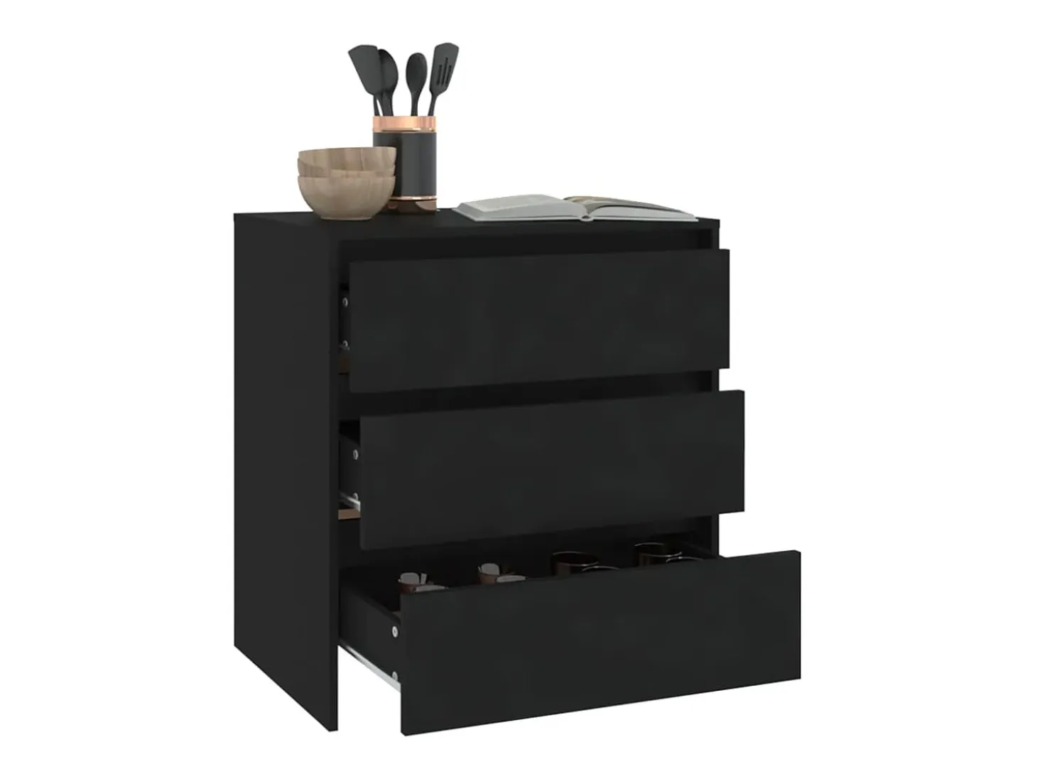 Aparador negro 70x41x75 cm Madera de ingeniería