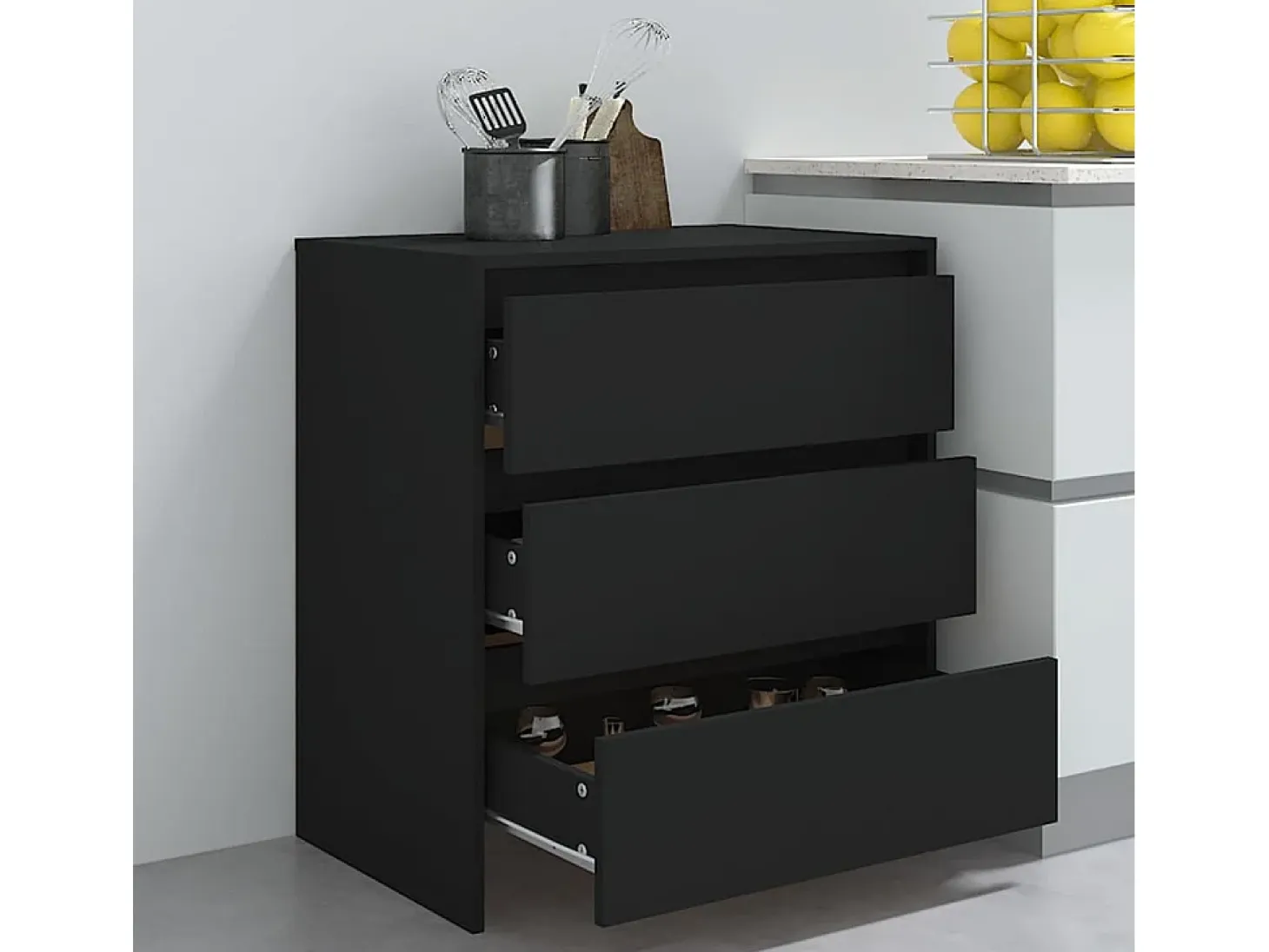 Aparador negro 70x41x75 cm Madera de ingeniería